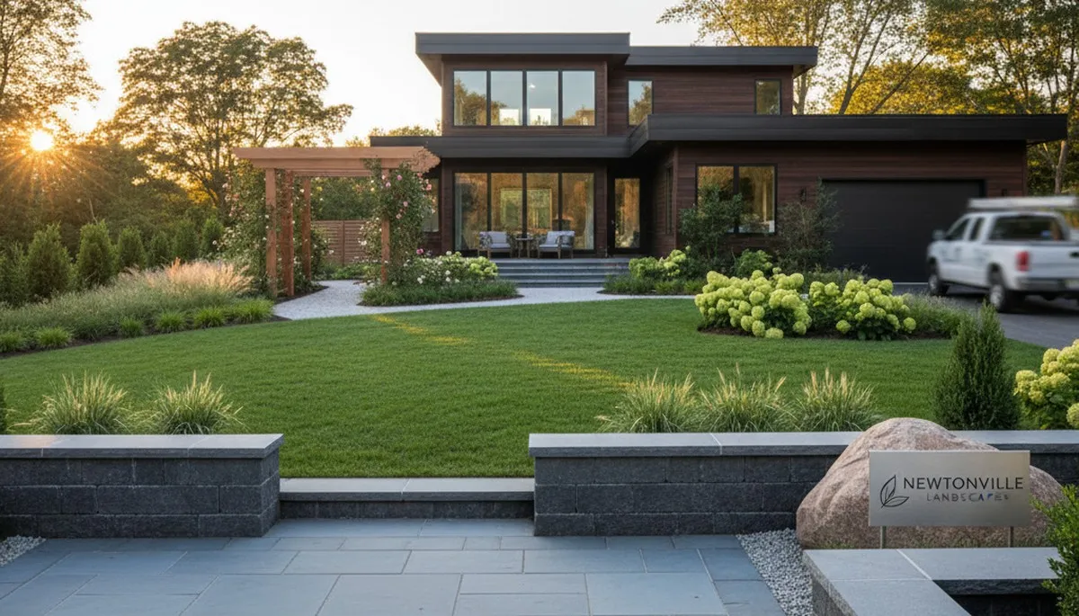 Landscaping crew providing yard maintenance in Waltham, MA
